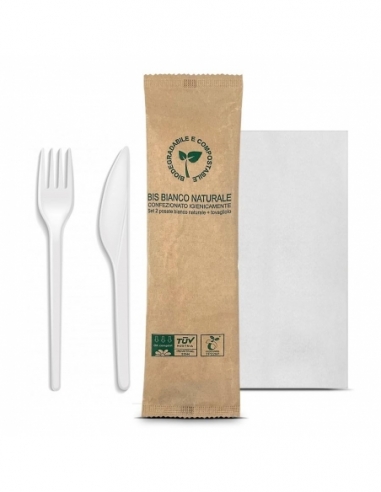 KIT 2 POSATE | ecologico con tovagliolo