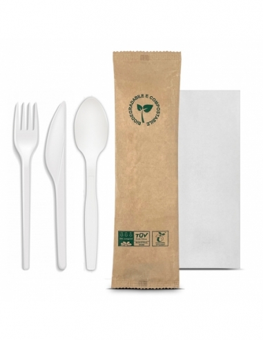 KIT 3 POSATE | ecologico con tovagliolo