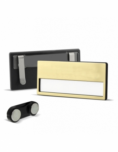 PORTANOME CON CALAMITA a ponte + clips | dorato neutro