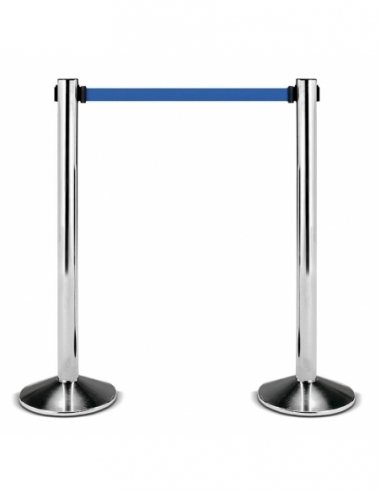 DELIMITA CORSIE | retraibile inox brillante nastro blu