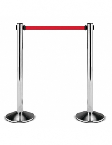 DELIMITA CORSIE | retraibile inox brillante nastro rosso