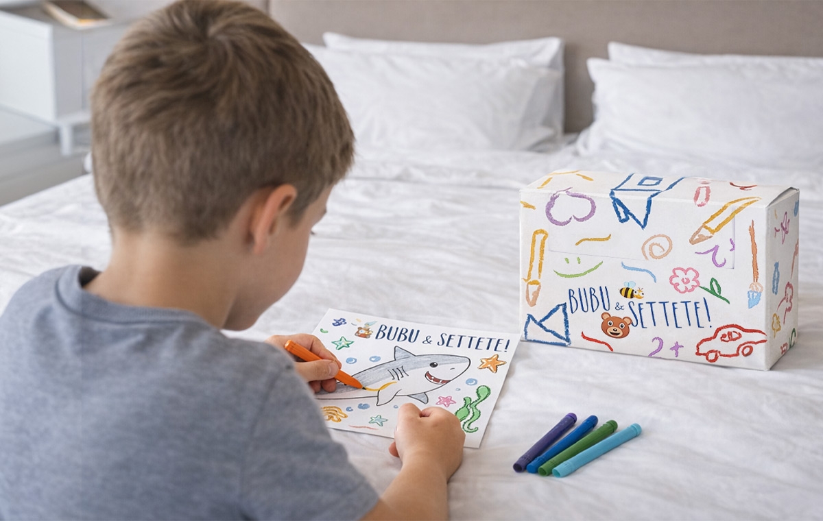 Set cortesia bambini con cosmetici e app gioco virtuale Detercom Kids