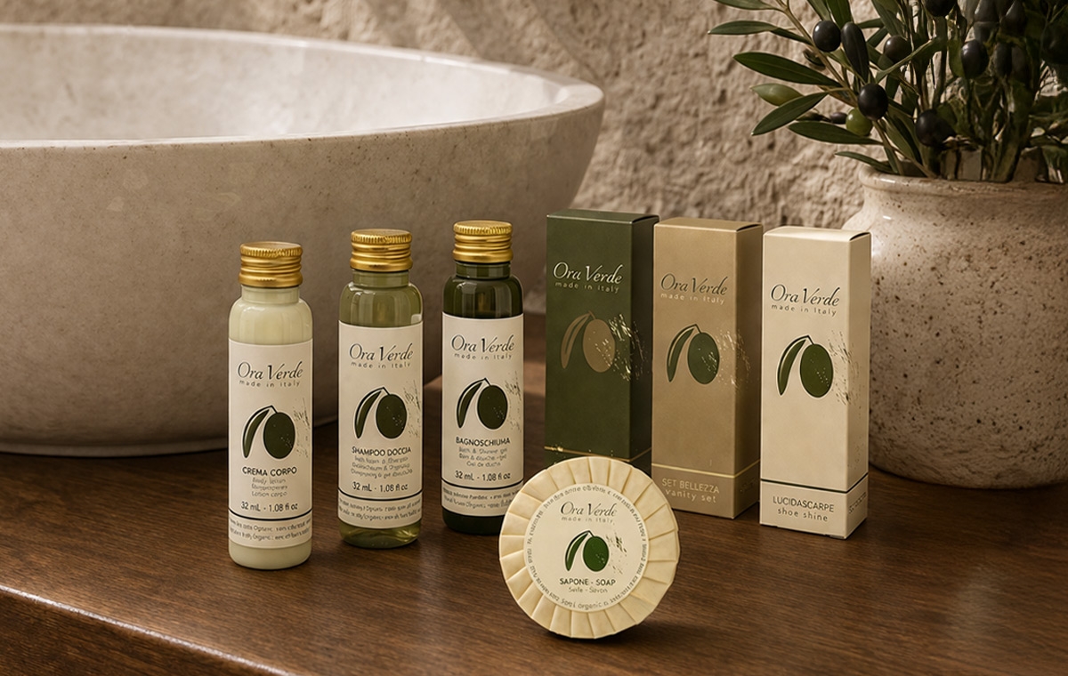 OROVERDE il set cortesia con cosmetici all'olio di oliva bio