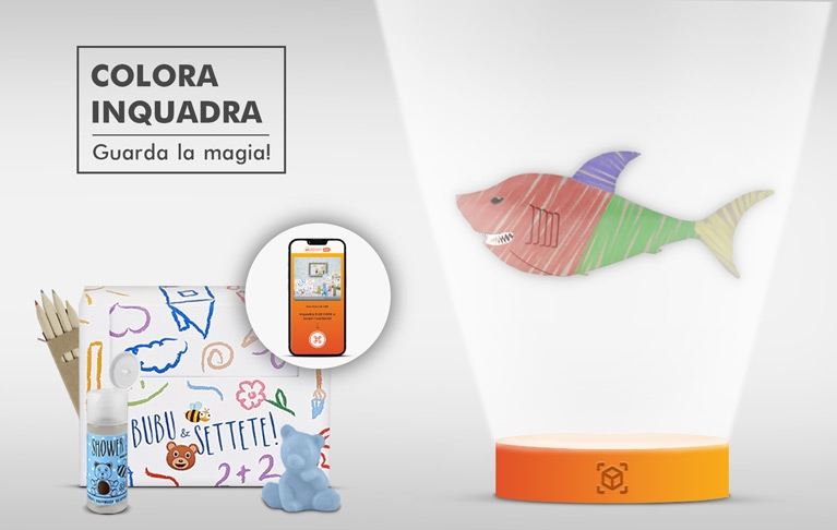 Set cortesia bambini con cosmetici e app gioco virtuale Detercom Kids